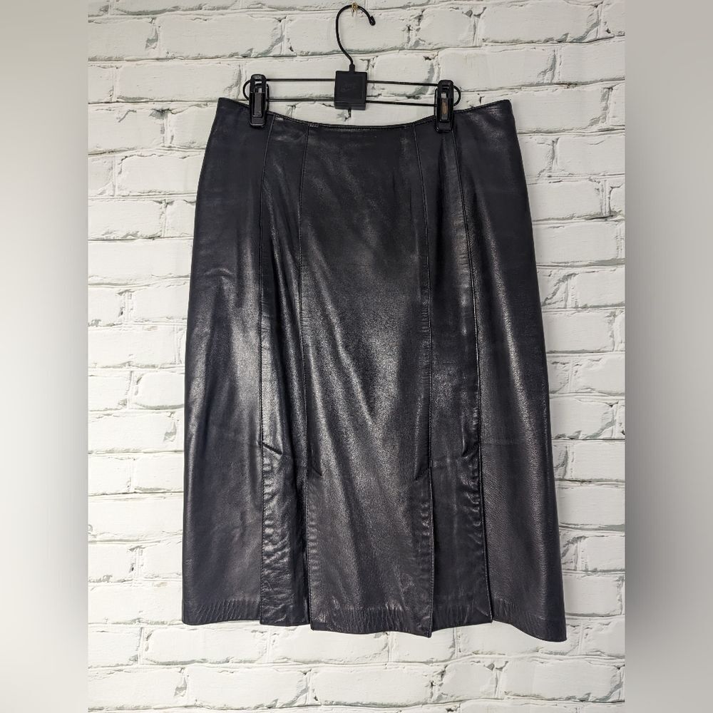 Danier Charcoal Leather Pencil Skirt
